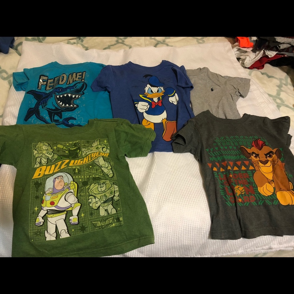 Lot of 5 XS x-small Boys shirts Disney And Polo Ralph Lauren